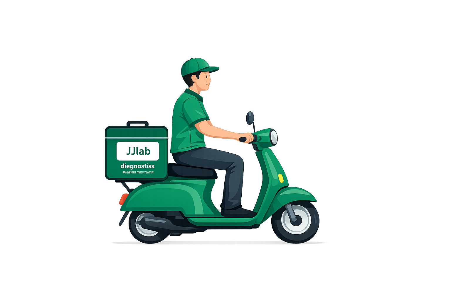 JJlab delivery rider on a green scooter